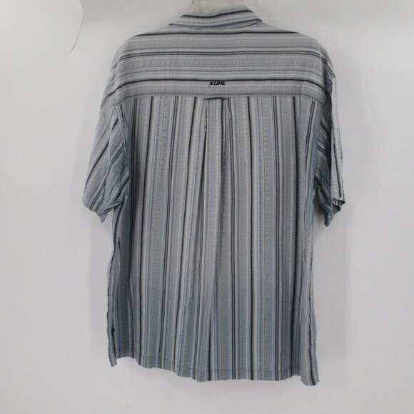 Kuhl Shirt Men’s XL seersucker Cotton Striped Hiking Short Sleeve Button Up - Picture 8 of 13